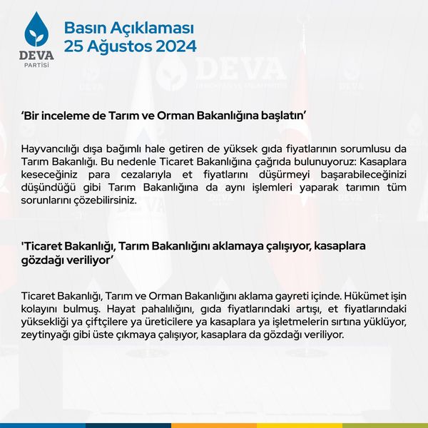 DEVA Partisi Genel Başkan Yardımcısı Hasan Karal, Tarım Bakanlığı'nın Tarımsal Sorunları Çözecek Cesur Adımlar Atması Gerektiğini Belirtti