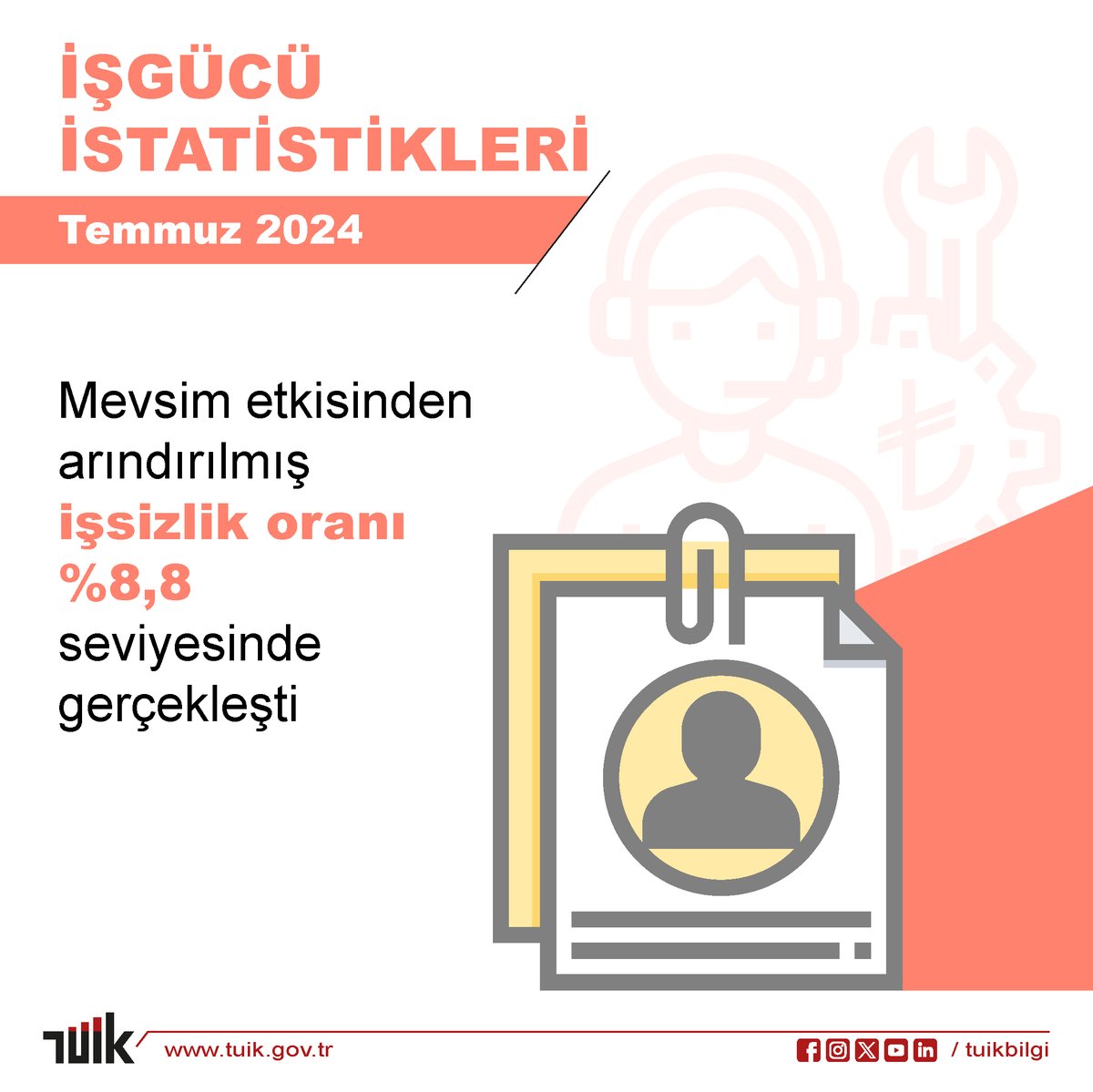 Türkiye'de Mevsimsel Olmayan İşsizlik Oranı %8,8