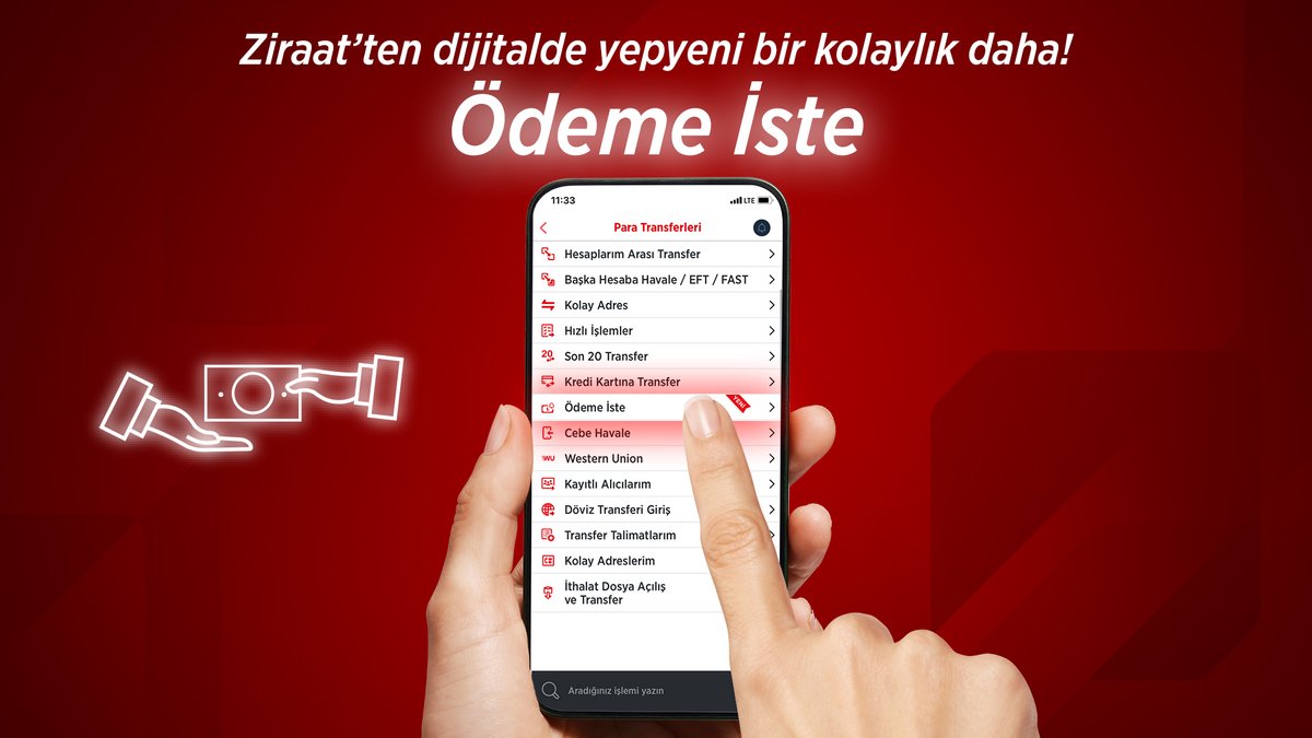 Ziraat Bankası, Mobil ve İnternet Üzerinden Ödeme İste Özelliği Sunuyor